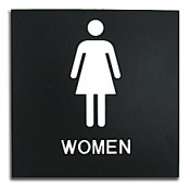 Rowmark Presto Black 8" x 8" Womens Restroom Ready Made ADA Sign