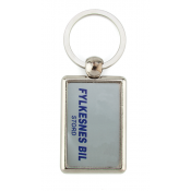 Punch N Press Silver .98" x 1.57" Rectangle Key Chain (2-Sided)