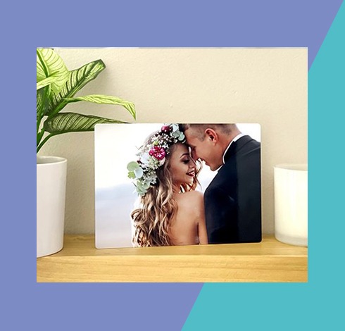 Picture on display of bride and groom