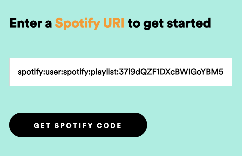 Screenshot of Spotify app of where to enter a code to get a song