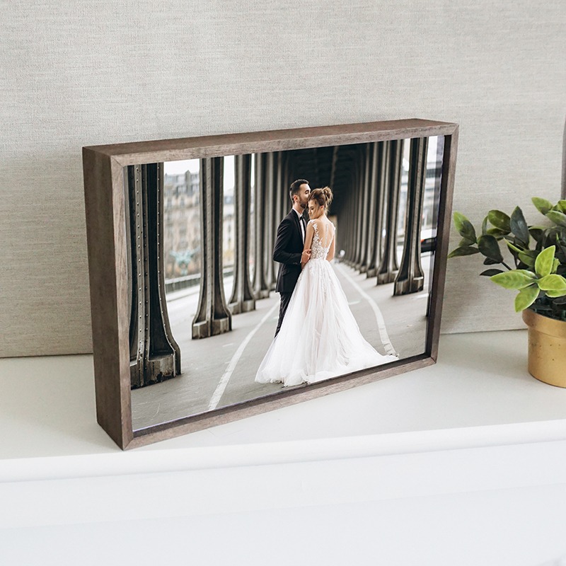 SHPB710DNW Photo Block with Recess-Large Rectangle Dark Wood Scene