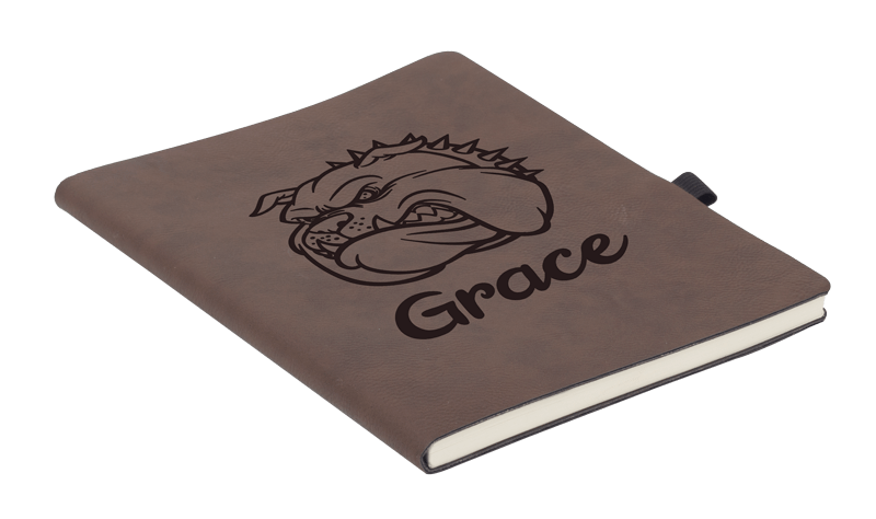 Notebook engraved with school mascot and name