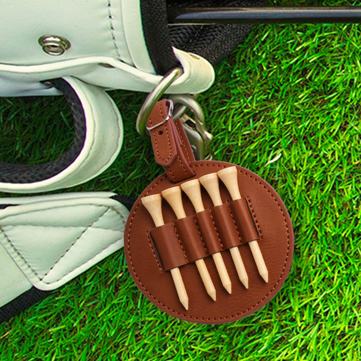 Saddle Collection Golf Tee Holder with Tees