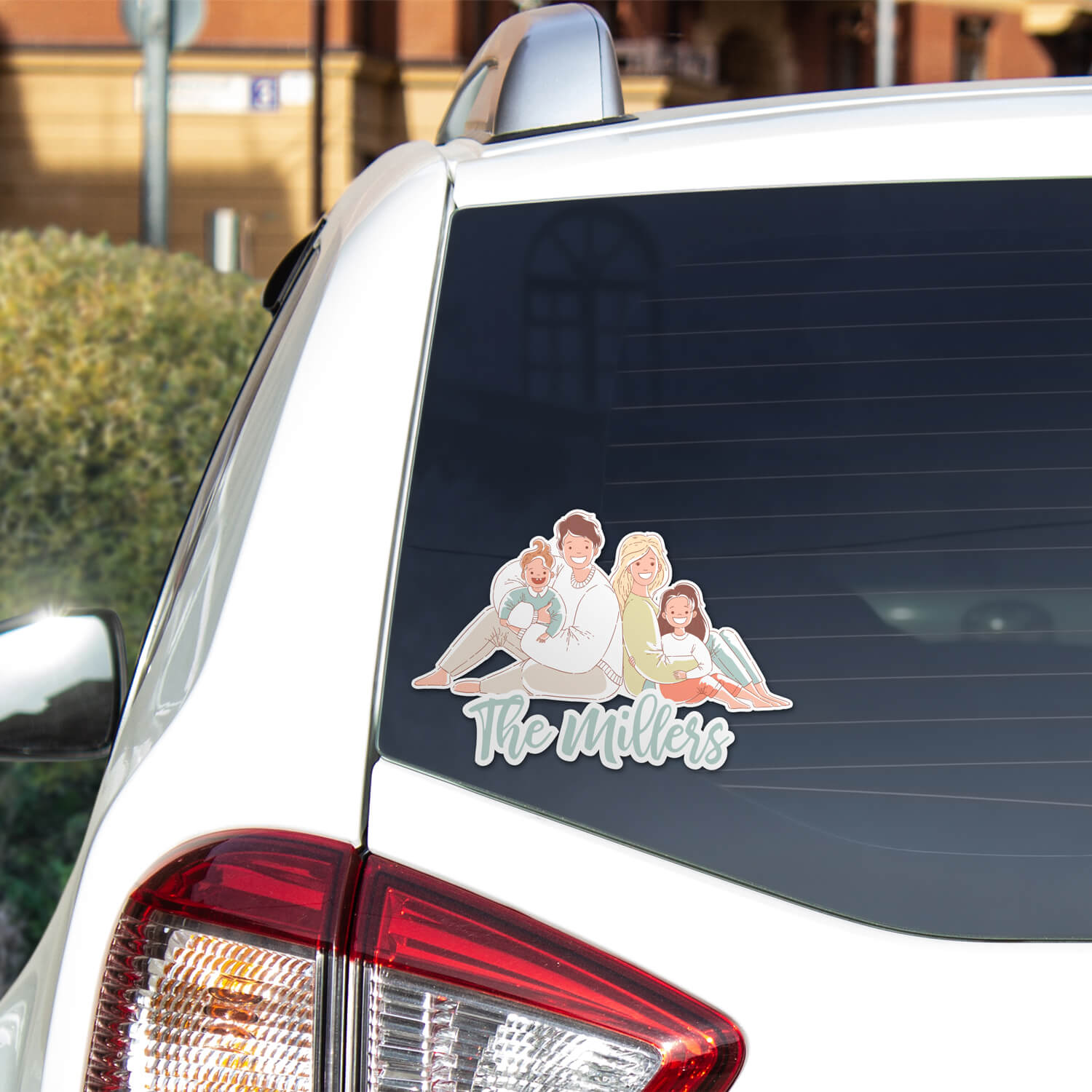 personalized window decal of a family and their name