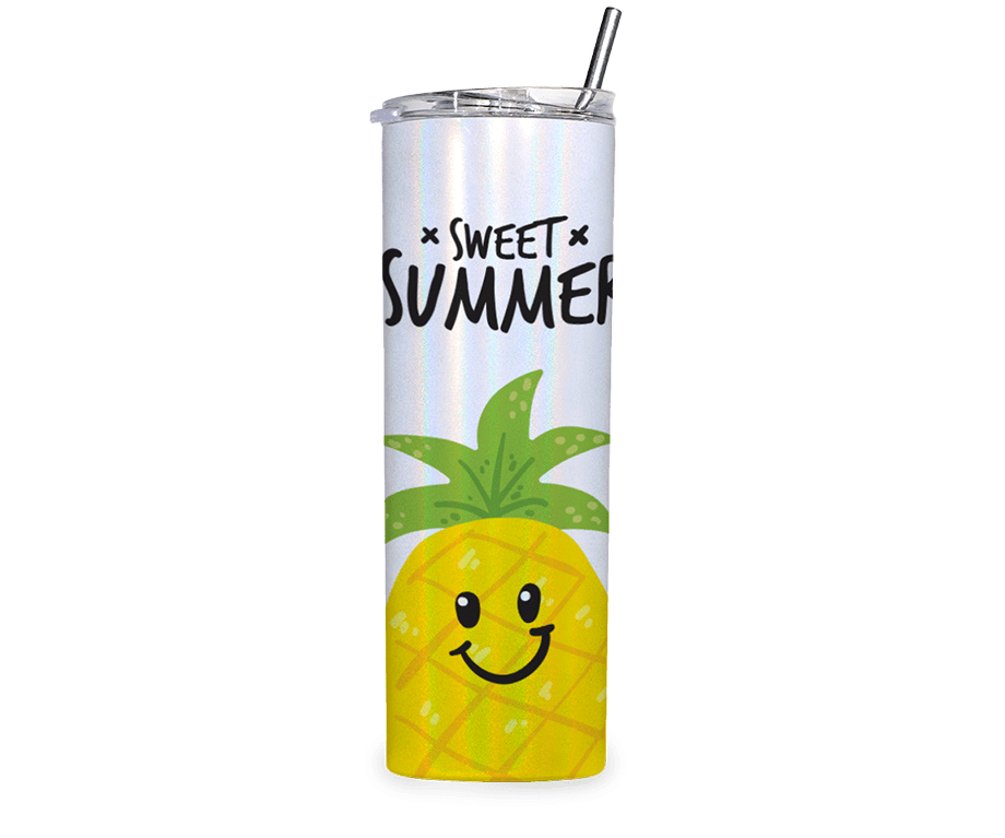Skinny tumbler customized with a pineapple image and Sweet Summer