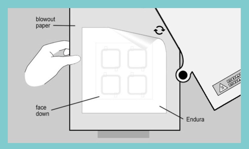 Illustration of placing the item into the heat press for step 5